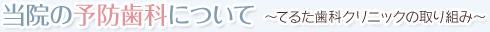 当院の予防歯科について ~てるた歯科クリニックの取り組み